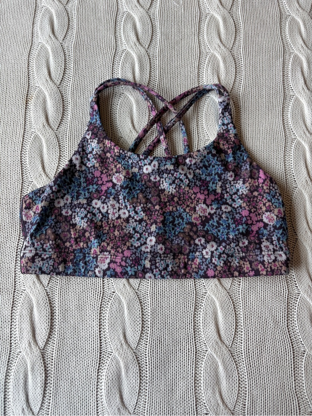 Athleta Girl Size XL 14 Multicolor Floral Upbeat Crossback Sports Bra Activewear